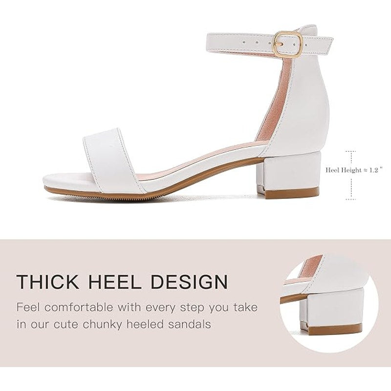 New Dufannie Girls Size 2 White Open Toe Ankle Strap Heels Sandal Wedding Shoes