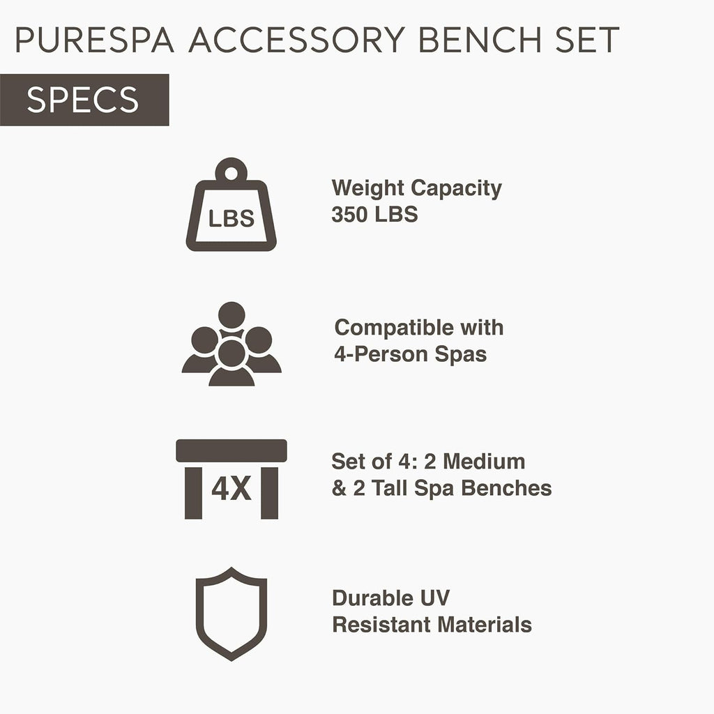 Two Medium Height PureSpa Benches For Four Person Spas Featuring