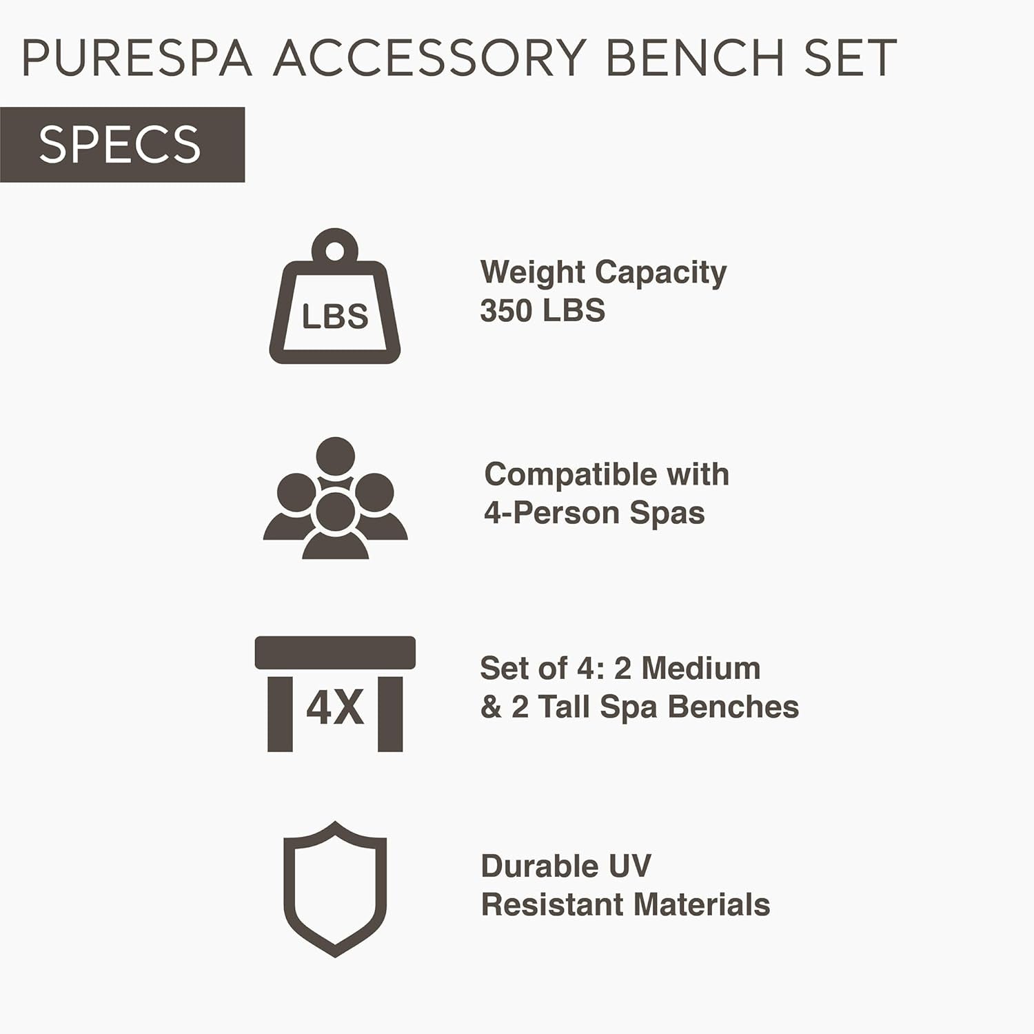 Two Medium Height PureSpa Benches For Four Person Spas Featuring