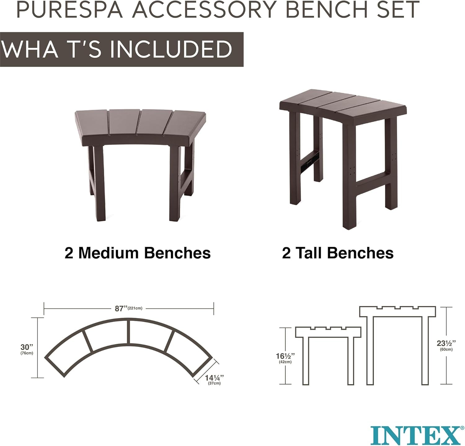Two Medium Height PureSpa Benches For Four Person Spas Featuring