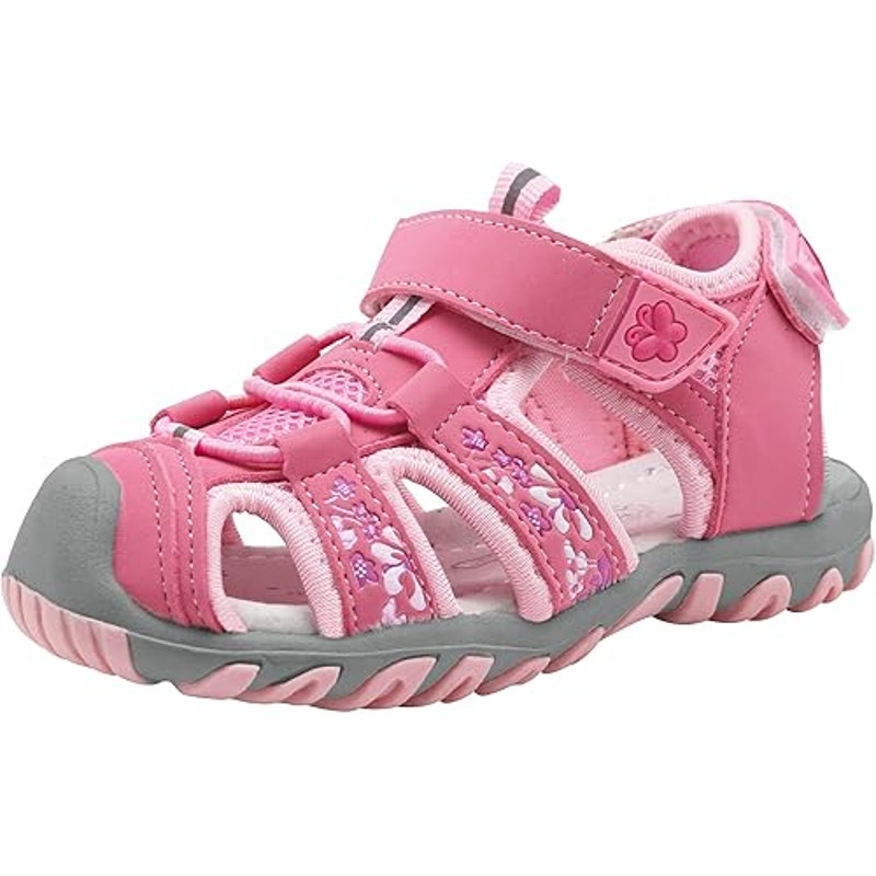 Apakowa Toddler Girls Size 7 Pink Sandals Closed Toe Latch & Hook Close Shoes