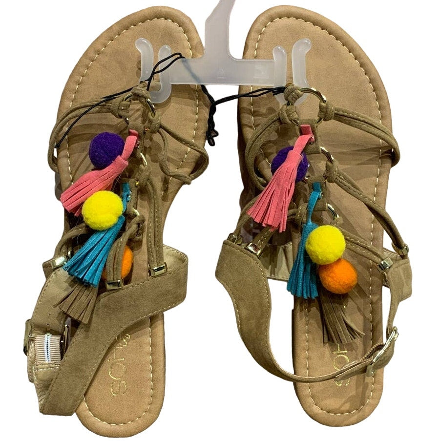 New Soho Girls US 10 Pom Pom Slingback Thong Flip Flop Sandal Shoes