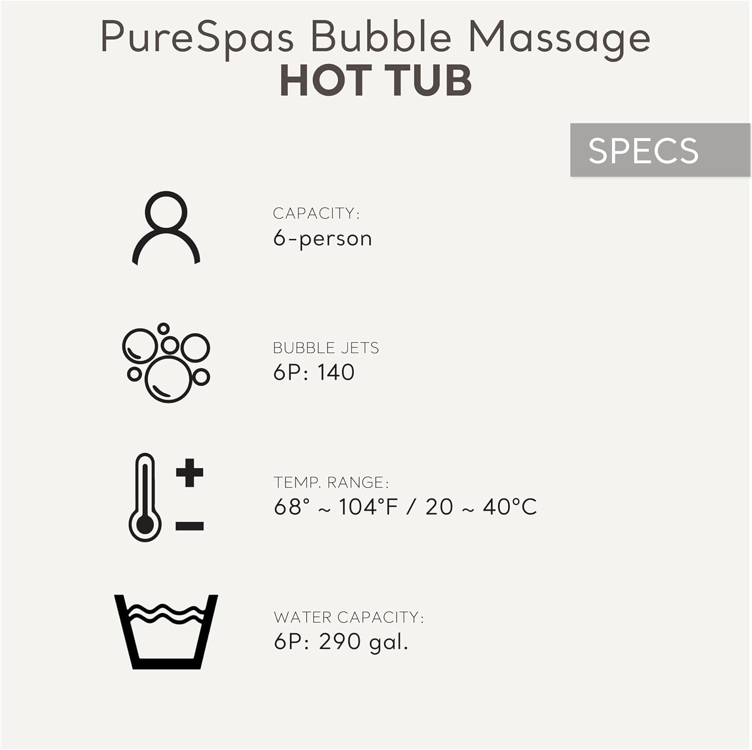 6 Person Inflatable Hot Tub With 140 Bubble Jets Spa