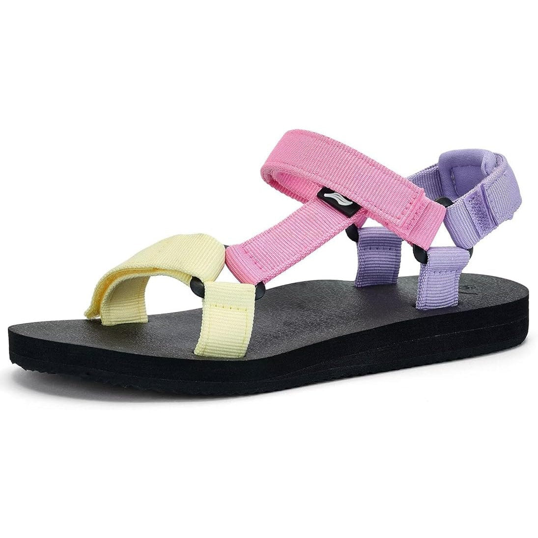 Kids Size 5 Pink Purple Yellow Sandal Open Round Toe Hook Loop Straps Shoes