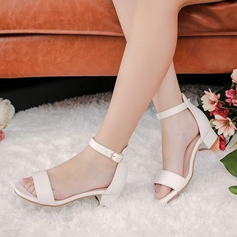 New Dufannie Girls Size 2 White Open Toe Ankle Strap Heels Sandal Wedding Shoes