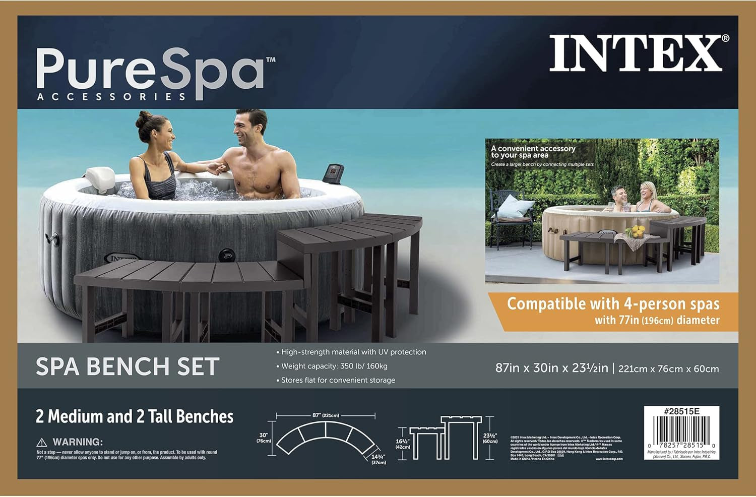 Two Medium Height PureSpa Benches For Four Person Spas Featuring