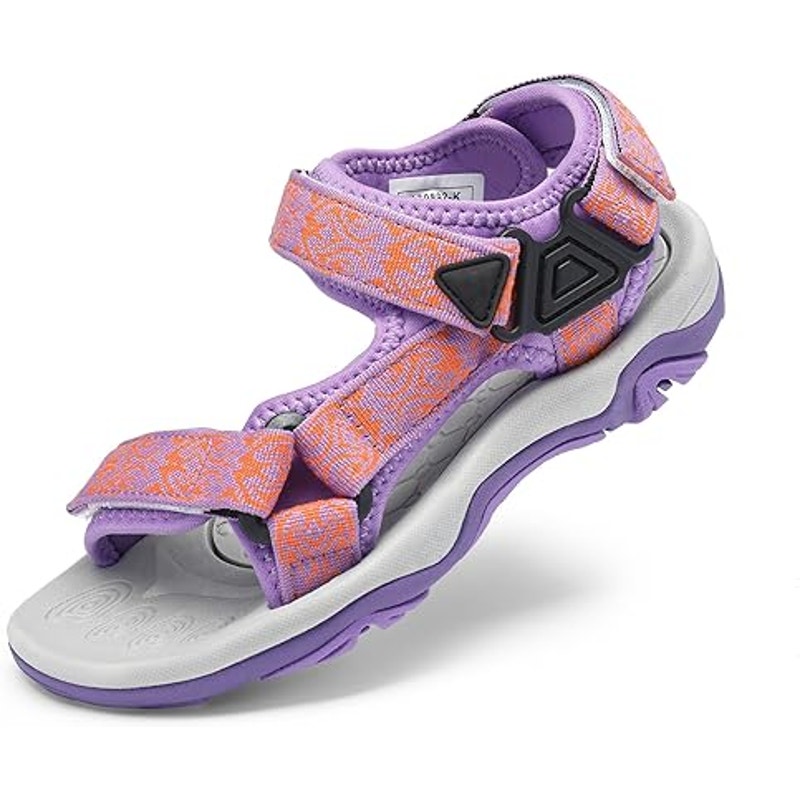 Dream Pairs Girl Size 5 Purple Orange Adjustable Hook Loop Athletic Sandal Shoes