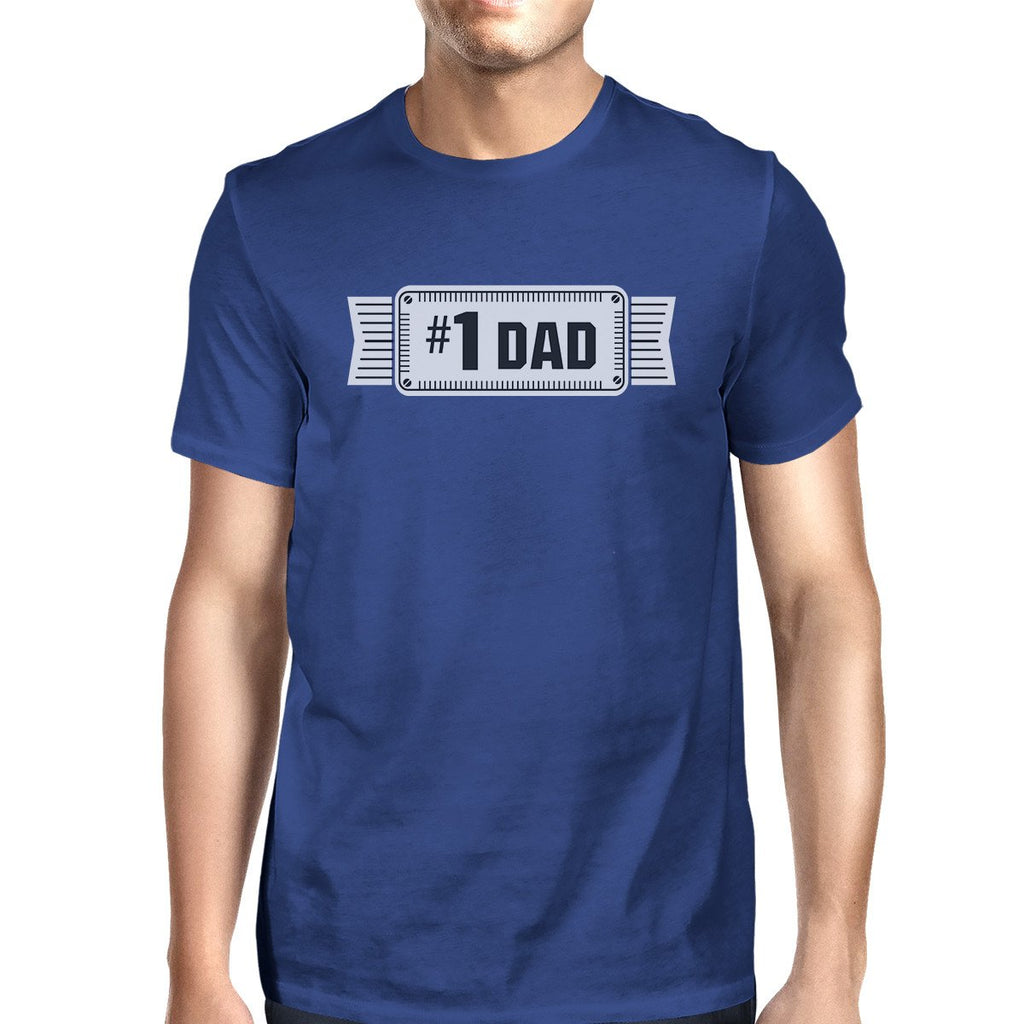 #1 Dad Mens Blue Cotton T-Shirt Vintage Design