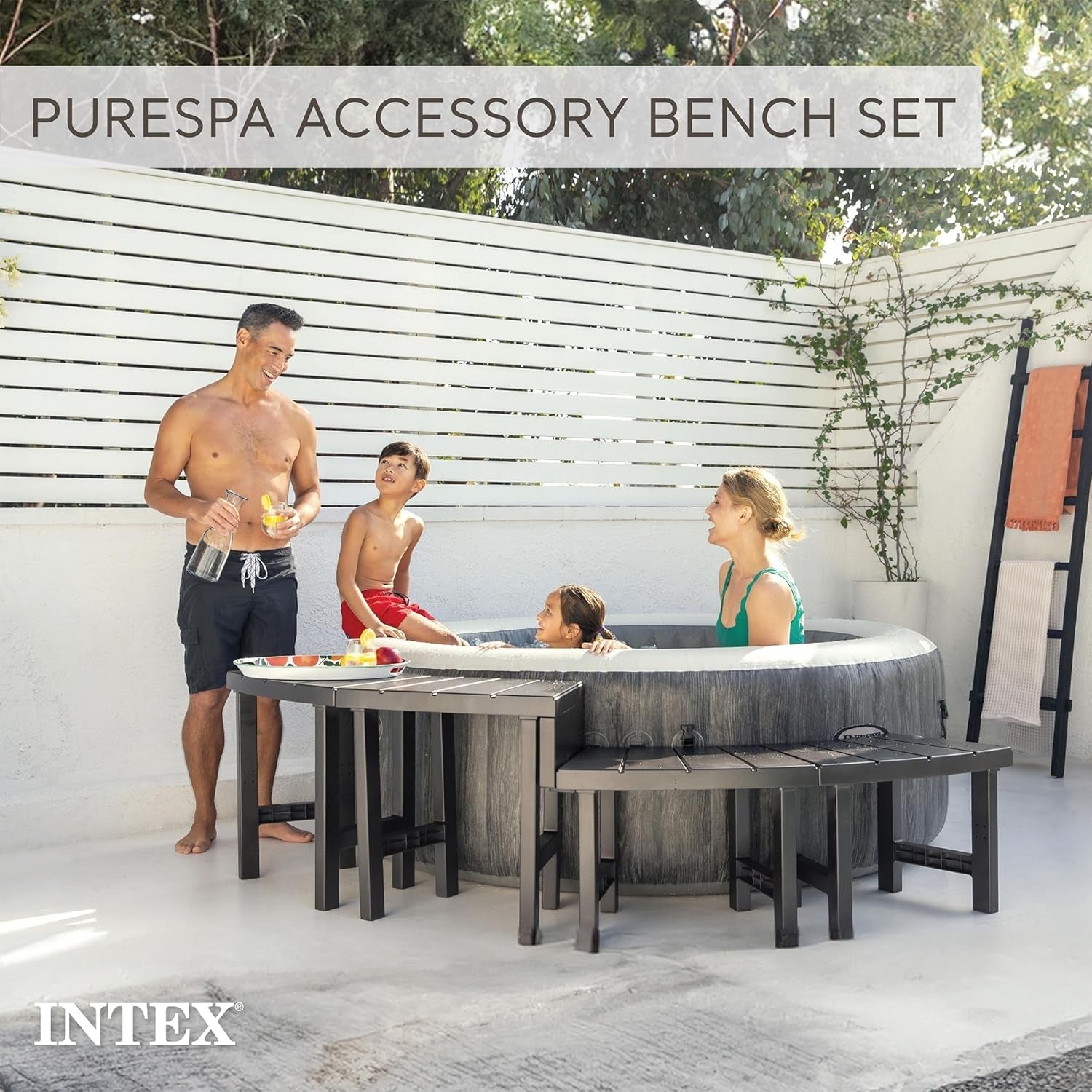 Two Medium Height PureSpa Benches For Four Person Spas Featuring