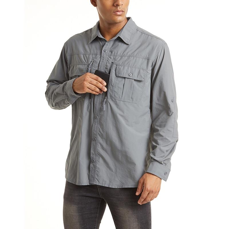 Summer Tactical Shirts Men's Mesh Breathable Long Sleeve Multi-Pockets
